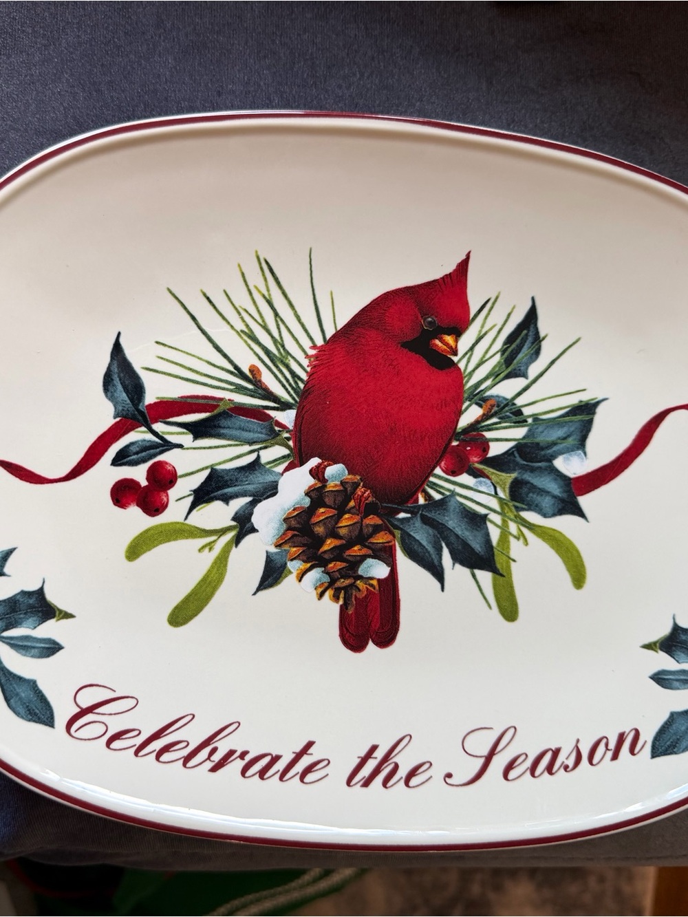 Celebrate the Season Red Cardinal Holiday Serving Platter